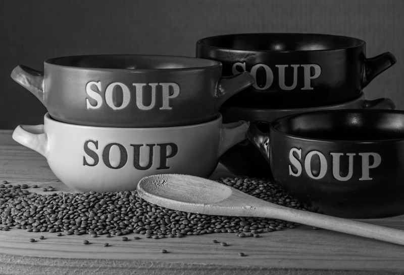 Image of soup bowls labeled "Soup".